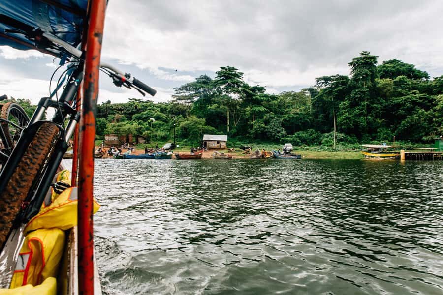 Kampala: Lake Victoria Island Cycling Tour - White beaches and drinks at the end of the cycling