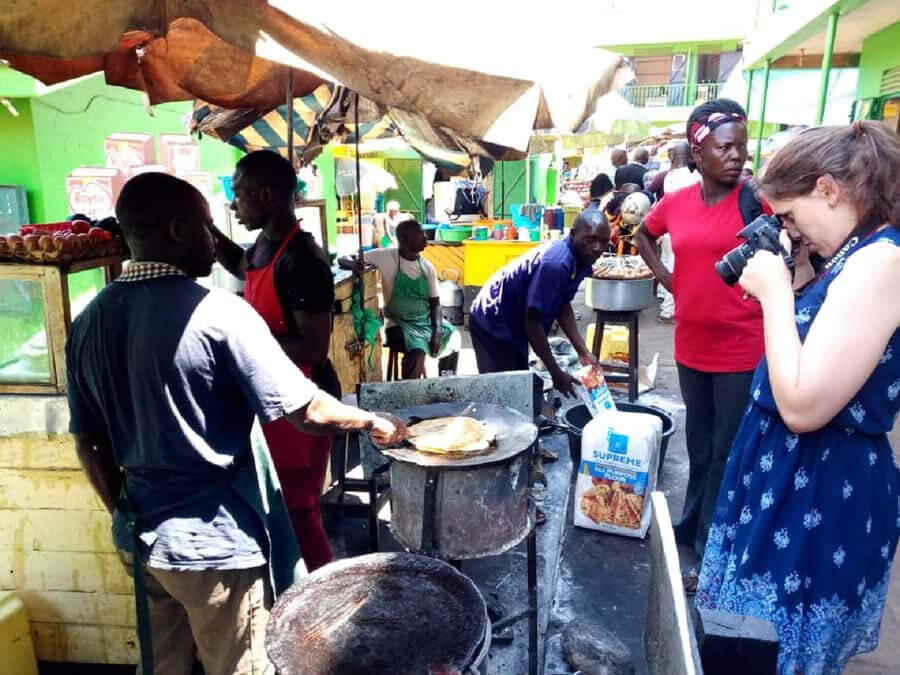 Kampala: Three-Hour Food Tour - The Big Restaurant Spread: Smoked Tilapia, Peanut Sauce, Banana-Leaf Chicken